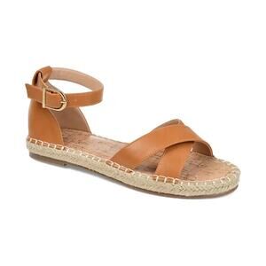 Journee Collection Womens Lyddia Cognac Flat Sandals 7.5 M
